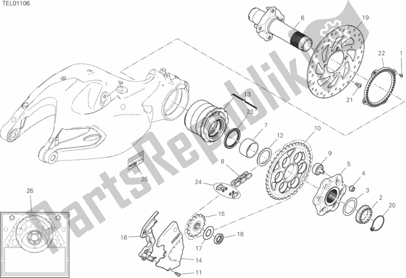 All parts for the Hub, Rear Wheel of the Ducati Multistrada 1260 ABS Thailand 2019